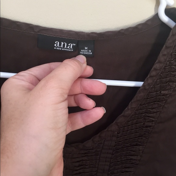 A.N.A. Smocked brown blouse - Picture 3 of 4